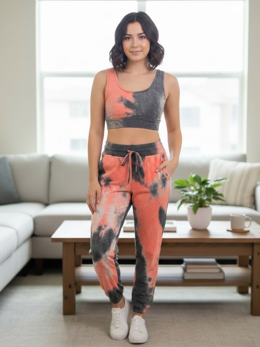 Win Win Tie-Dye Matching Lounge Set - Sports Bra and Joggers